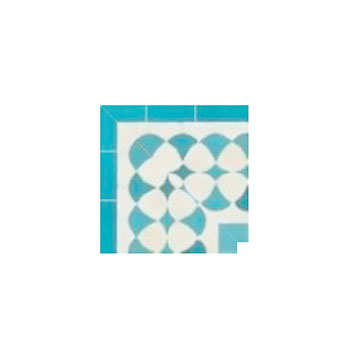 Mosaic House Moroccan tile Fleurette Corner 1-13 White Light Turquoise  zellige, mosaic, zellij, loose, size, glaze 